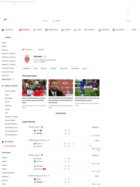 Monaco live scores, results, fixtures .